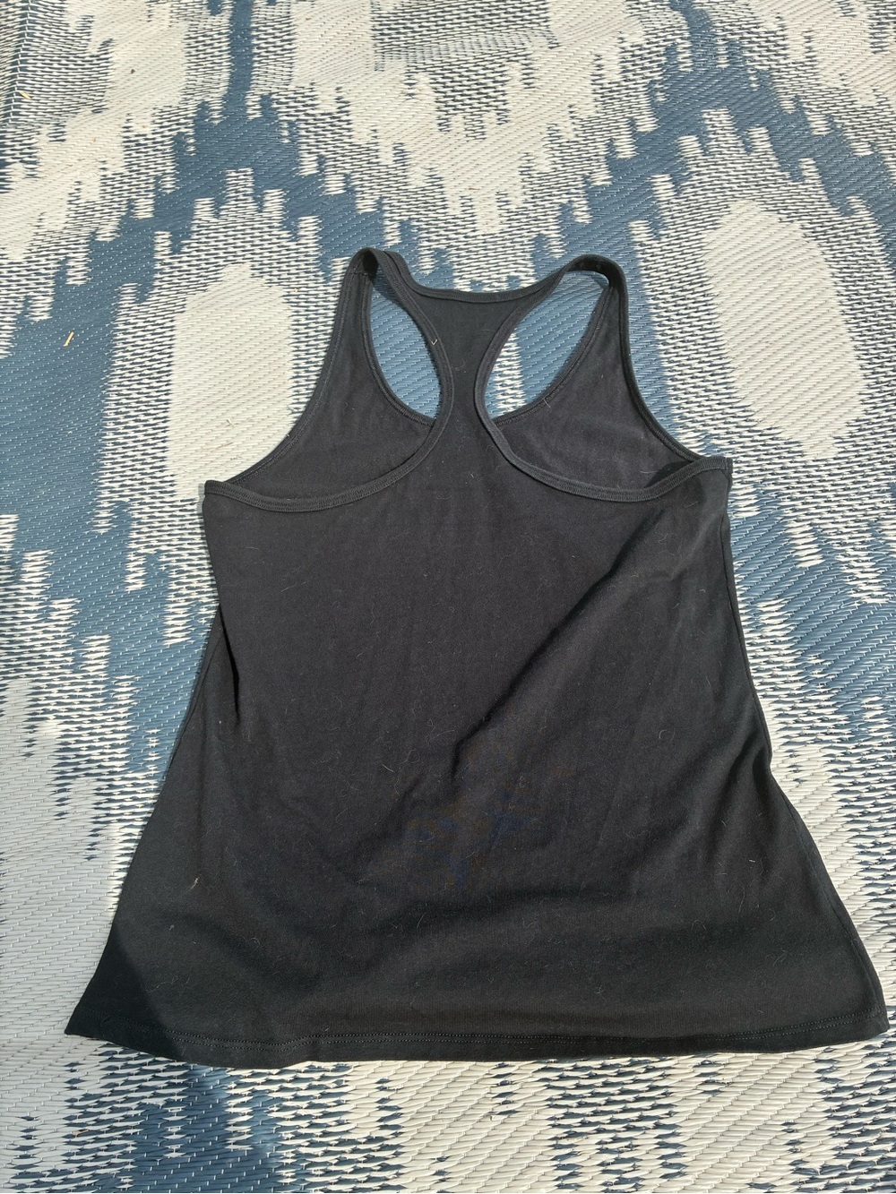 Nike Active Wear Black Racerback Tank with Metallic White Swoosh Logo - Picture 6 of 7